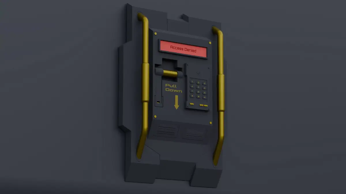 Access Control Door Lock  Low Poly Game Ready Low-poly 3D model