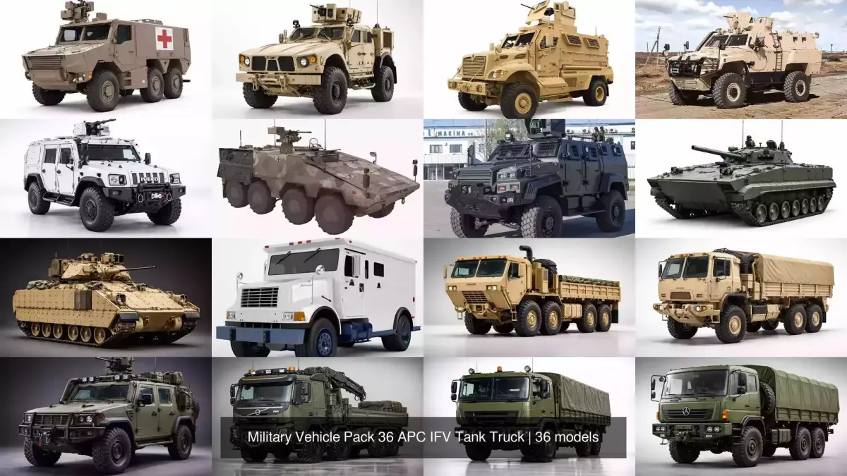 Military Vehicle Pack 36 APC IFV Tank Truck