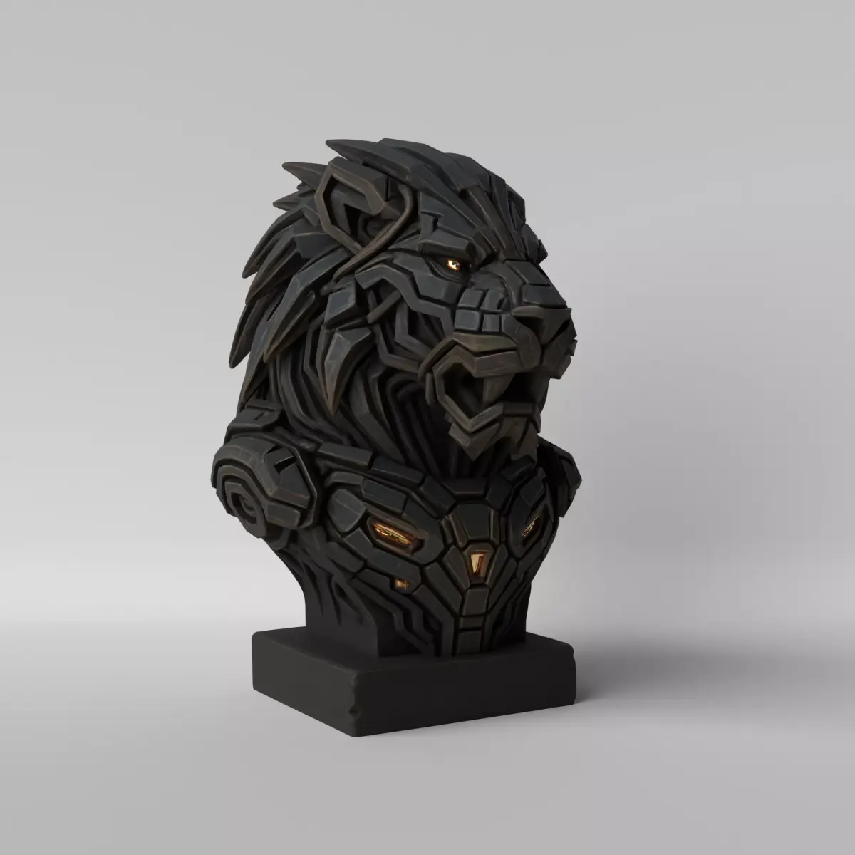 Cyber Lion Futuristic Mecha Lion Bust 3D print model