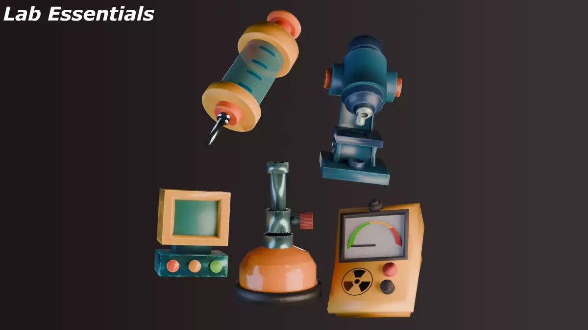 Stylized Lab Essentials pack Low-poly 3D model