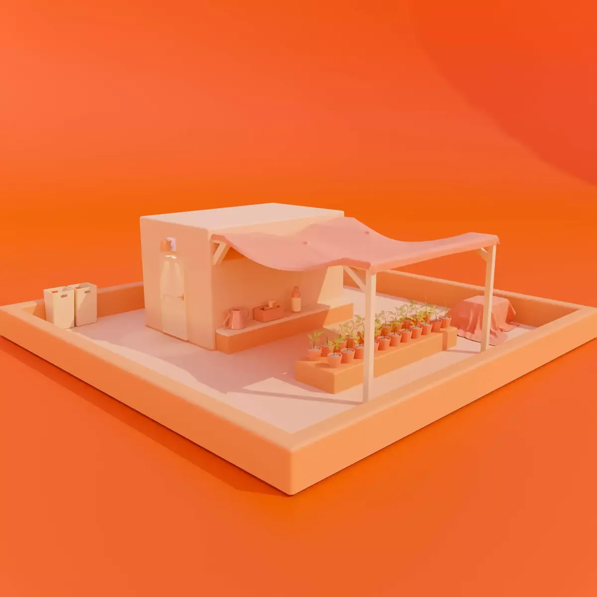rooftop garden  Free low-poly 3D model