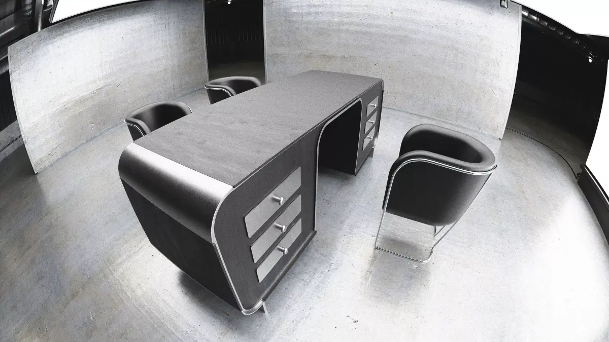 Wooden office desk with chairs Free 3D model