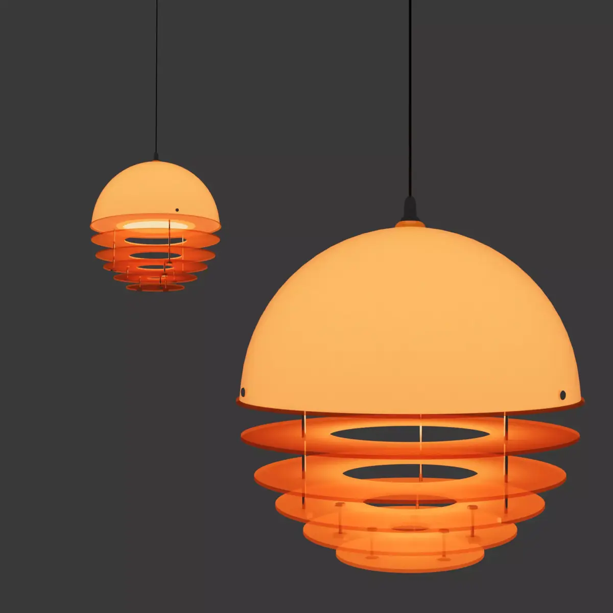 Mid-Century Bauhaus Sunset Orange Pendant Lamp Free low-poly 3D model