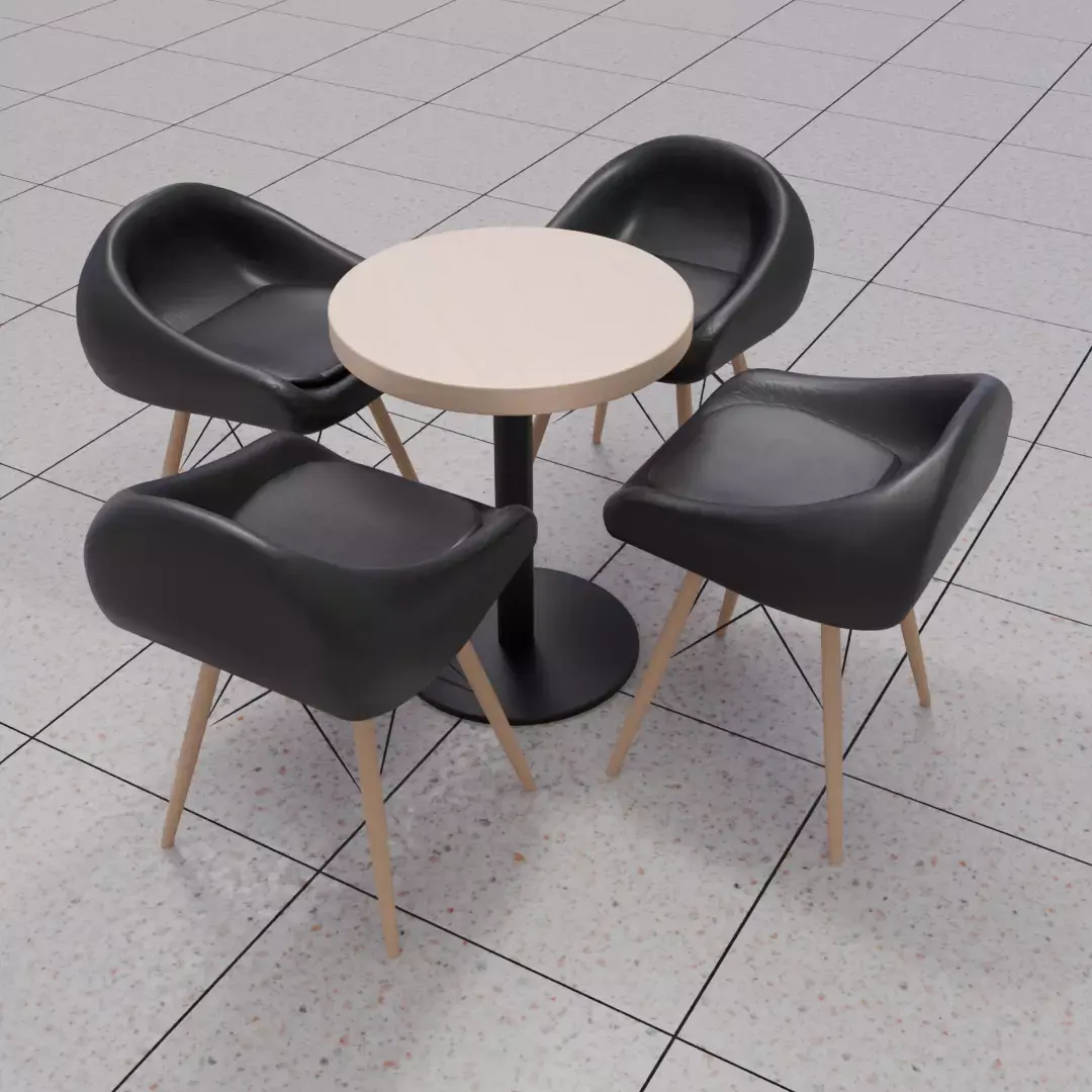 Round table and 4 small chairs Free 3D model