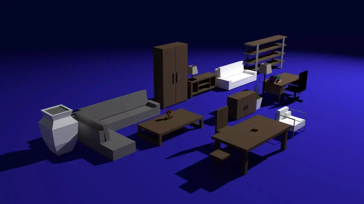 Furniture Pack  Low-poly 3D model
