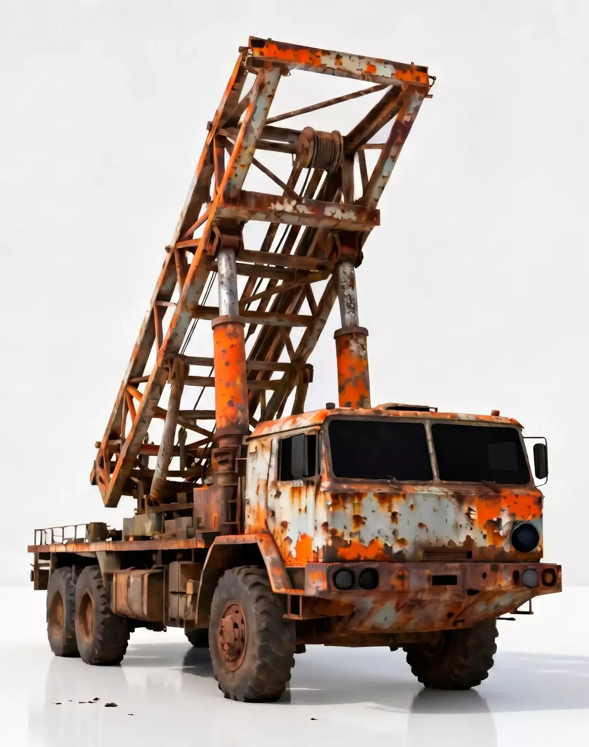 Realistic Rusty Rocket Launcher Truck 3D Model Low-poly 3D model
