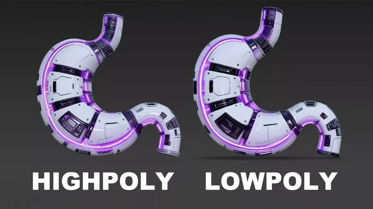 White Cyberpunk Tech Stomach Model Bundle Low-poly 3D model