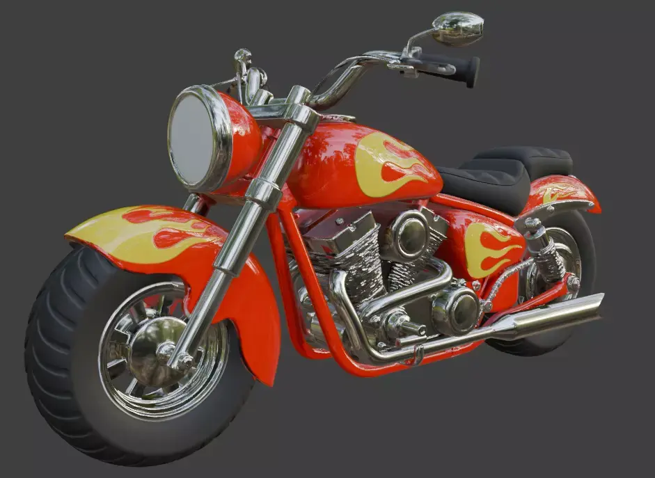 Cartoon Red Motorcycle 3D Model 3D model 5