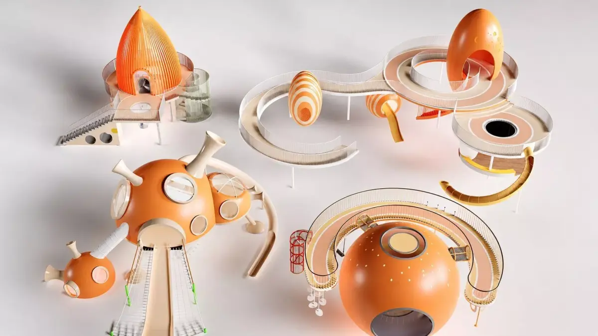 Futuristic Organic Space Playground and Modular Sci-Fi 3D model