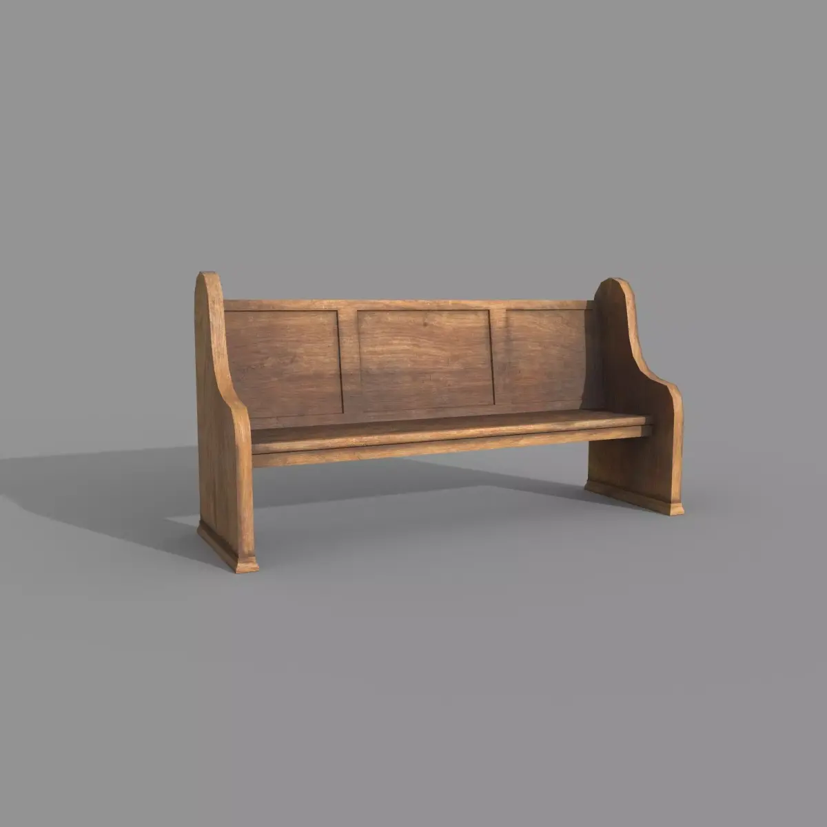 Church Bench Lowpoly Game-Ready PBR 3D Model Low-poly 3D model