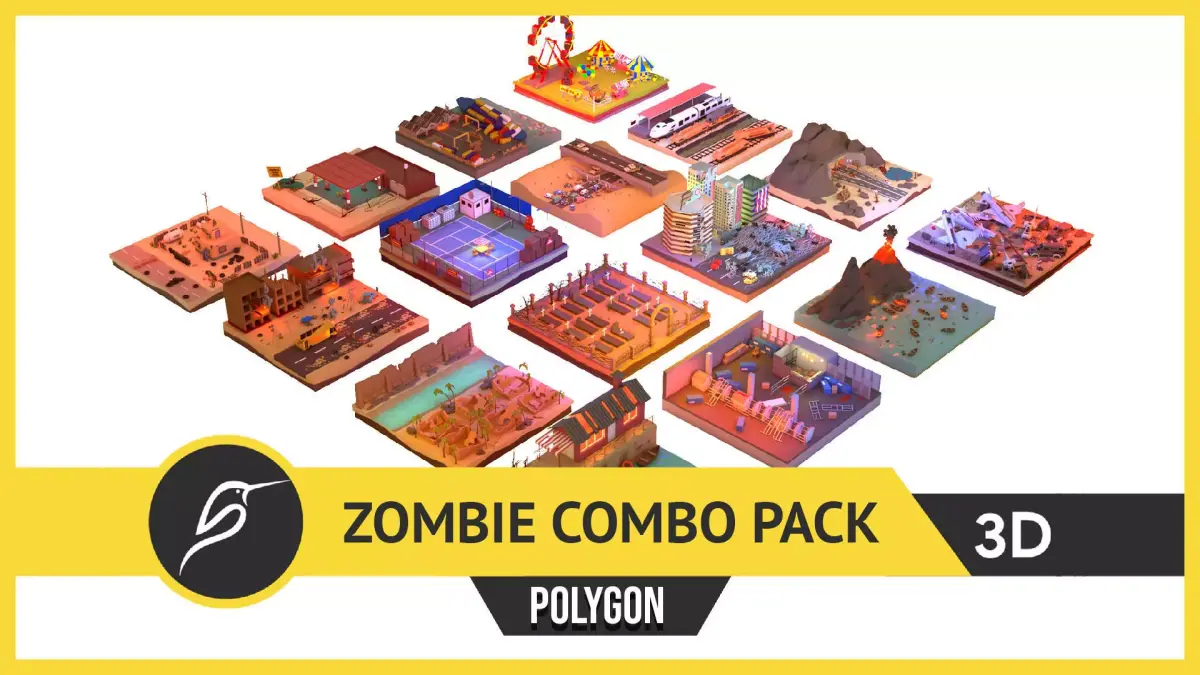 Polygon Zombie Combo Pack Low-poly 3D model