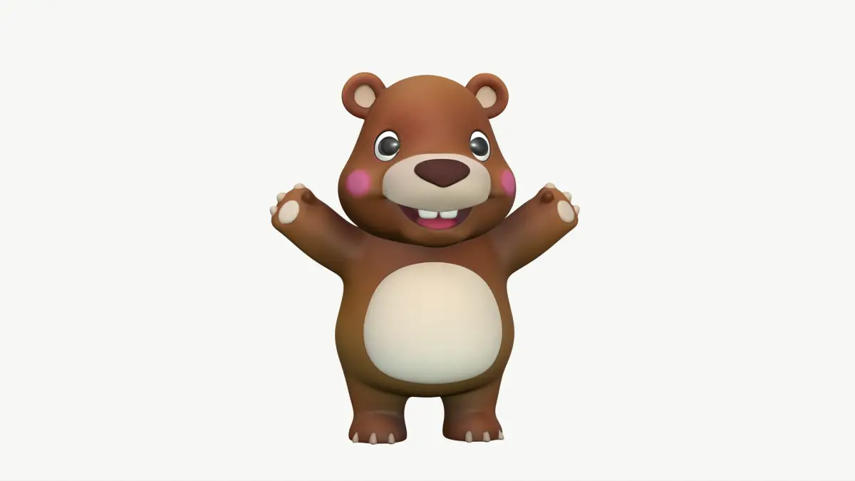 High-Quality Stylized Cartoon Bear Character 3D model