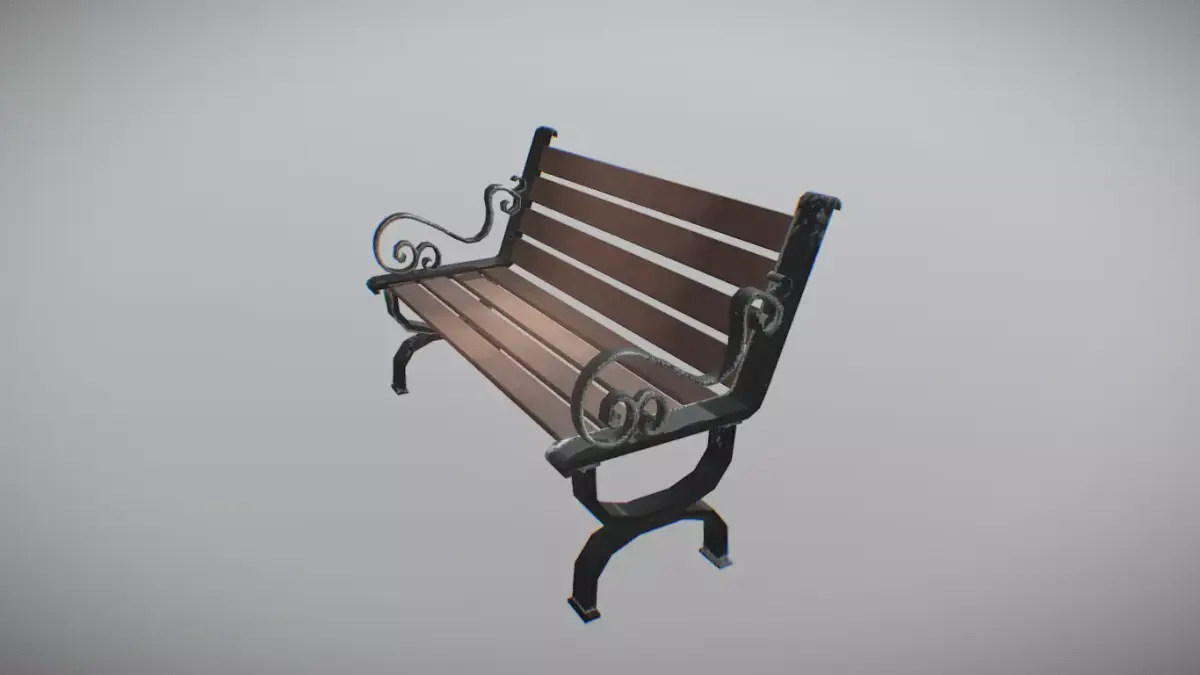 Simple Wooden Bench Lowpoly Low-poly 3D model