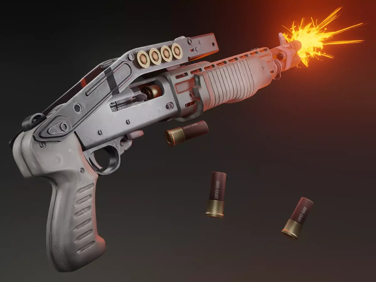 Stylized shotgun Low-poly 3D model order