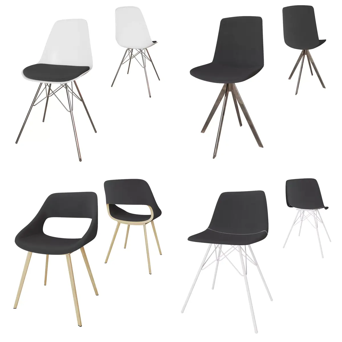 Modern dining room chair set Free low-poly 3D model