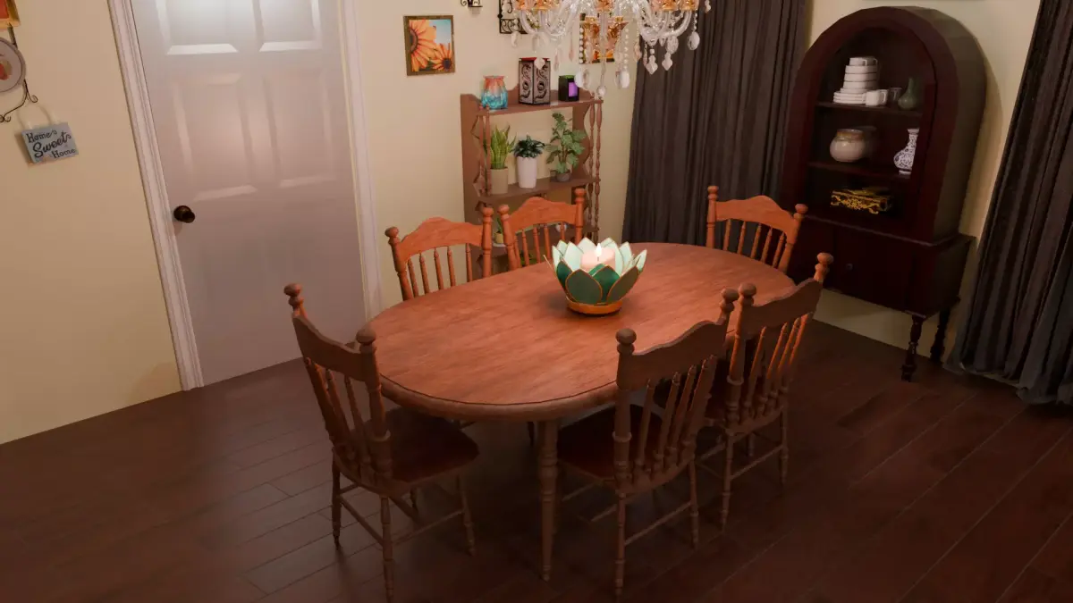 1980 Vintage Dining Room Table and Chair Set 3D model