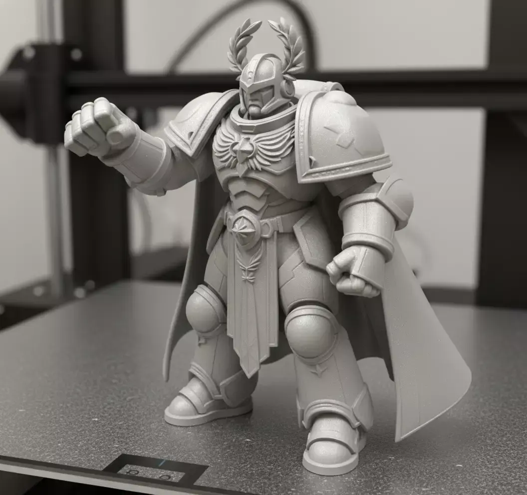 Towering Armored Superhuman With Ornate Cape 3D Print Model 3D print model