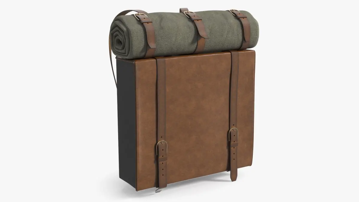 Military Backpack 19th Century with Blanket 3D model
