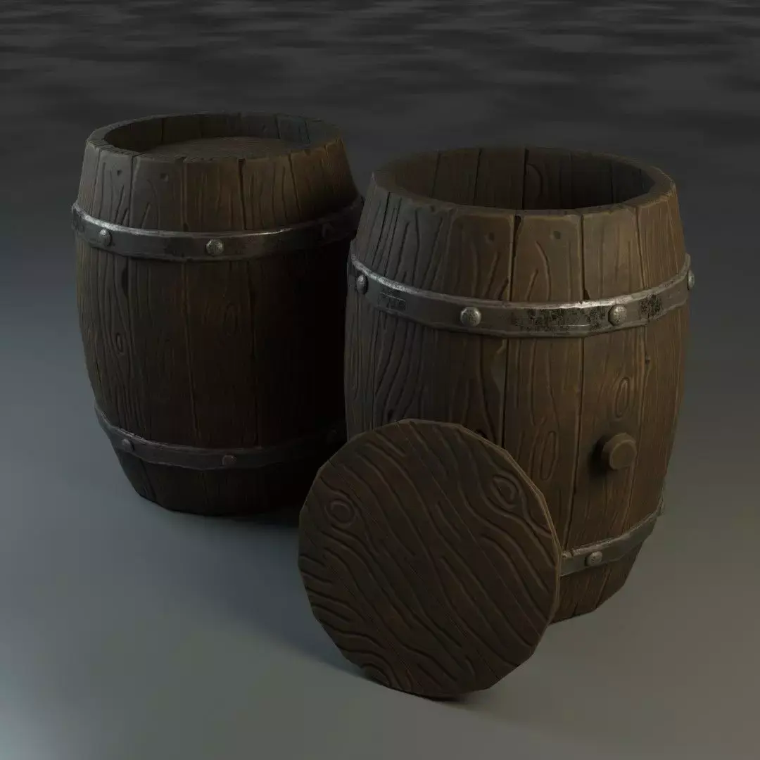 stylized barrel Free low-poly 3D model buy