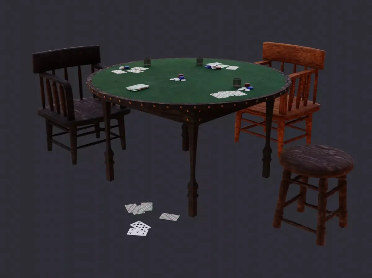 Poker table 3D Model  Low-poly 3D model