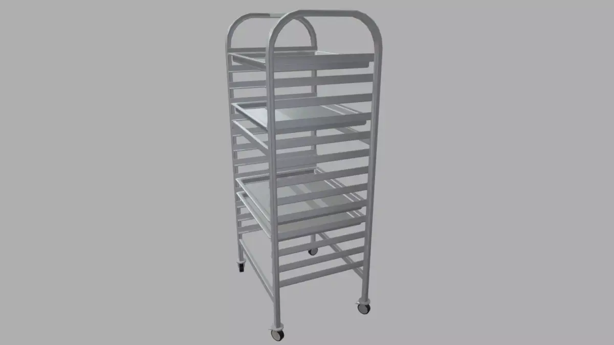 Tray Rack Trolley Low-poly 3D model