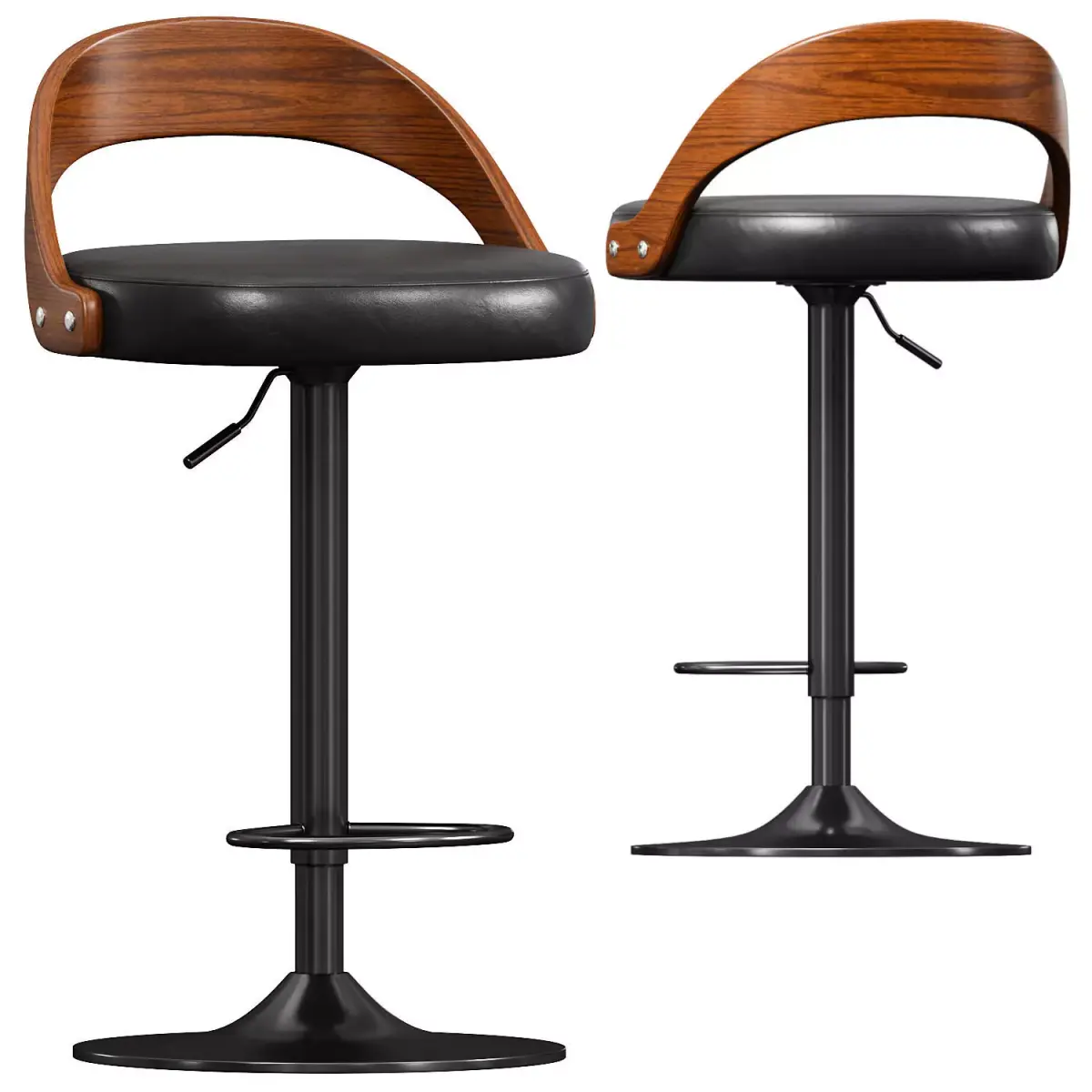 Levede 1x Bar Stools Kitchen Gas Lift Wooden Beech Stool  Free 3D model