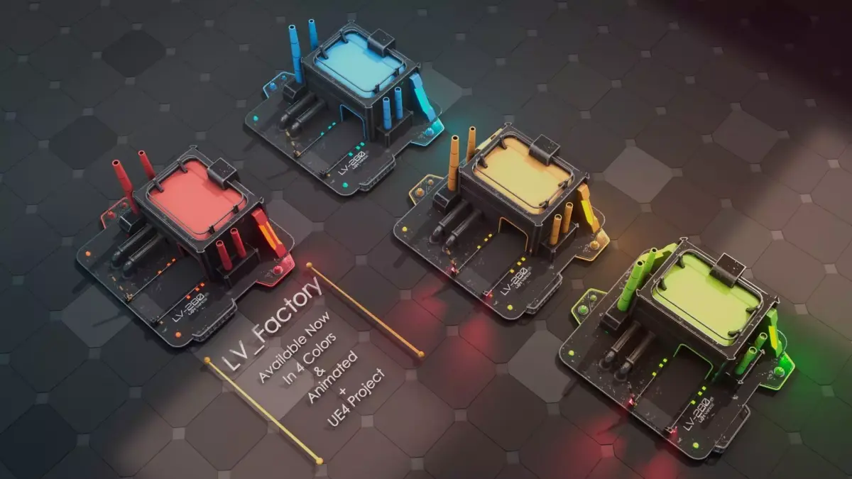 Vehicles Factory for RTS Games Low-poly 3D model