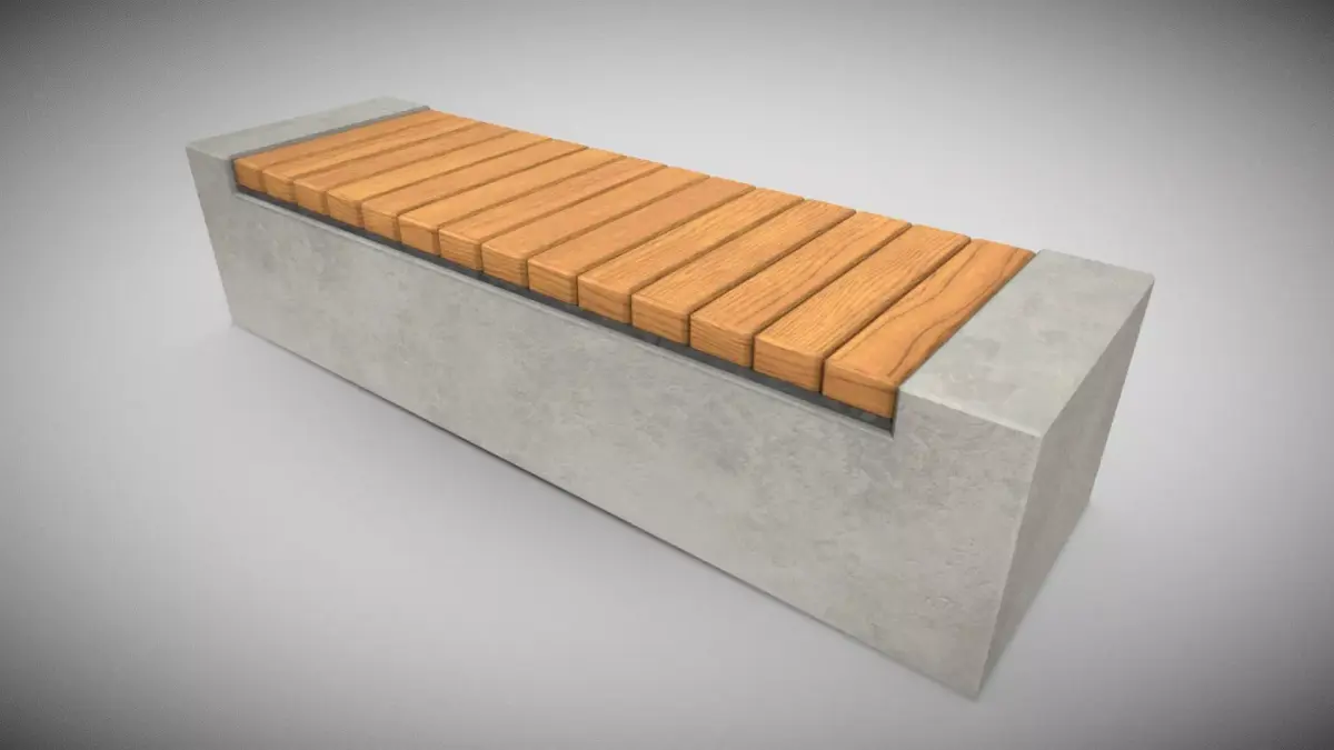 Outdoor Concrete Bench  Low-poly 3D model