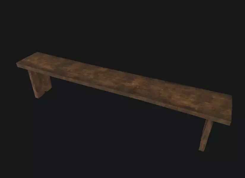 Medieval Old Wooden Bench Low-poly 3D model purchase