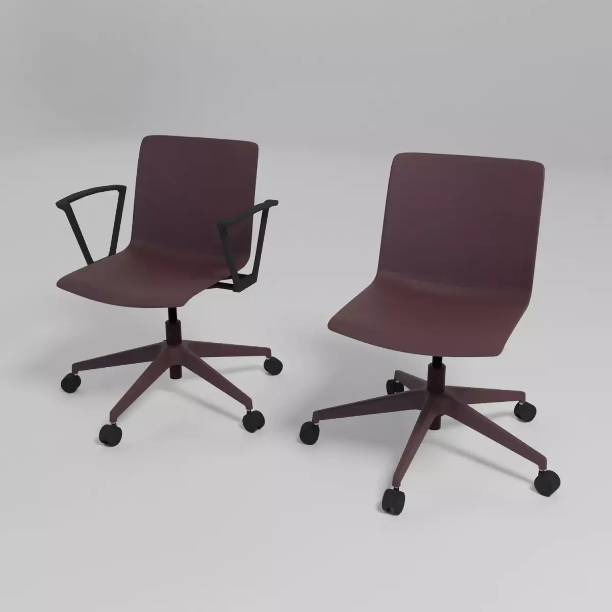 SHILA - Reception chair with 5-star base with castors - Free 3D model
