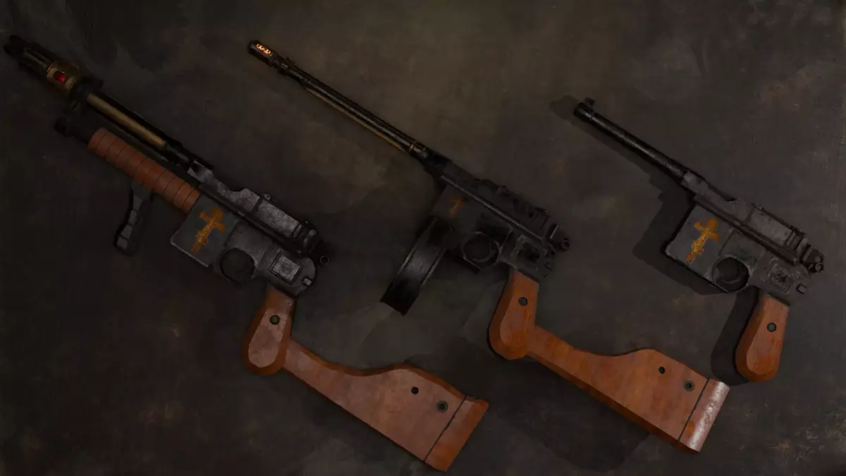 Steampunk Holy Mauser C96  Modular Weapon  Low-poly 3D model
