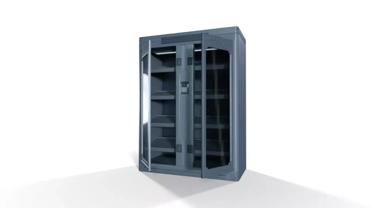 Sci-Fi Storage Cabinet Double Glass Doors - PBR Game Ready Low-poly 3D model