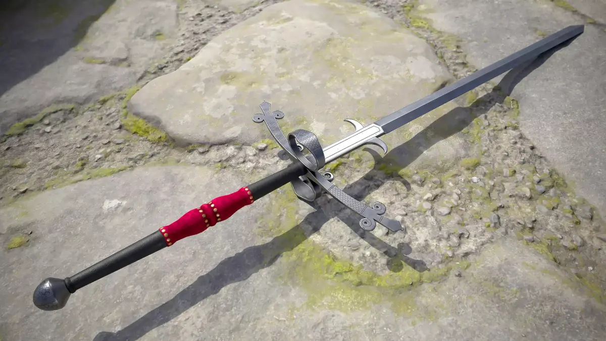 Classic German Zweihander circa 1600  Game Ready 3D Model Low-poly 3D model