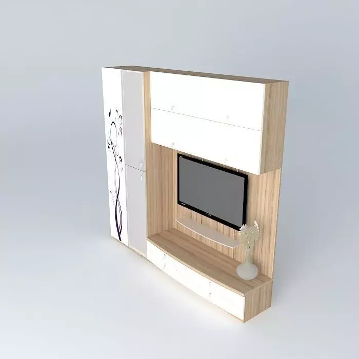 convenient entertainment unit with tv Free 3D model