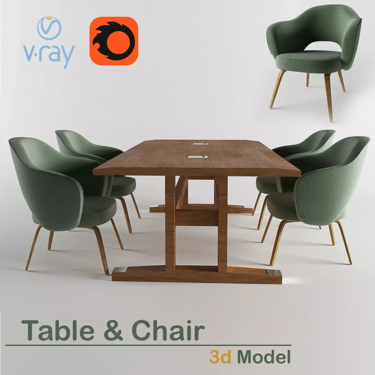 table and chair Free 3D model
