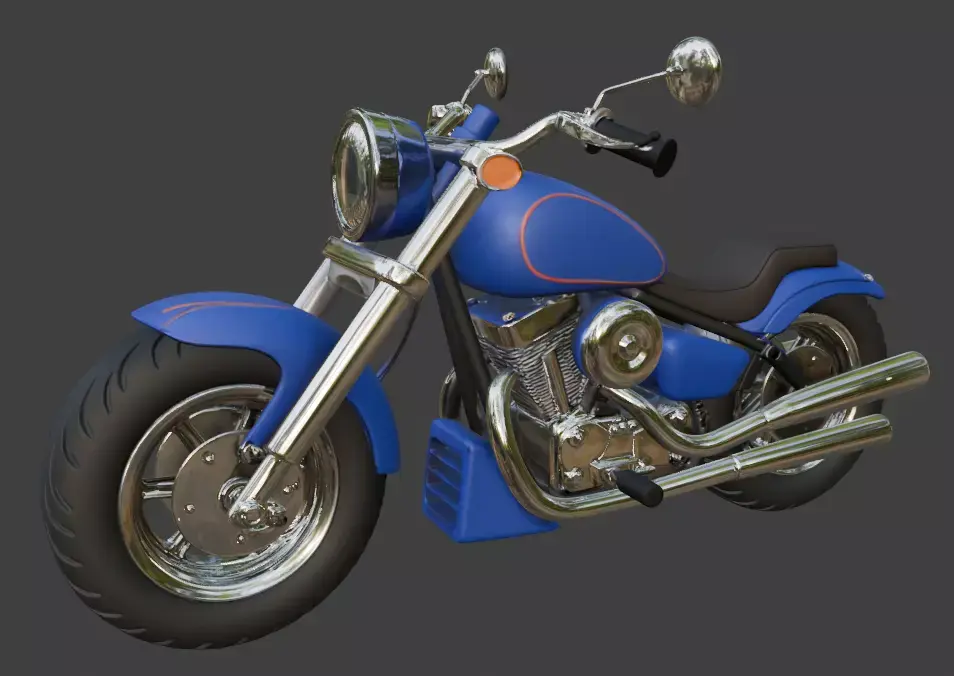Cartoon Blue Motorcycle 3D Model 3D model
