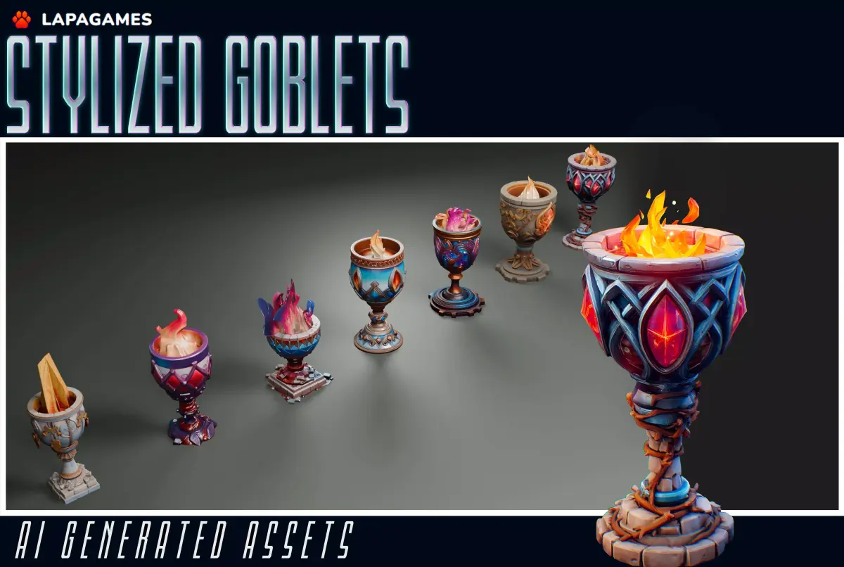 Stylized Goblets 3D model
