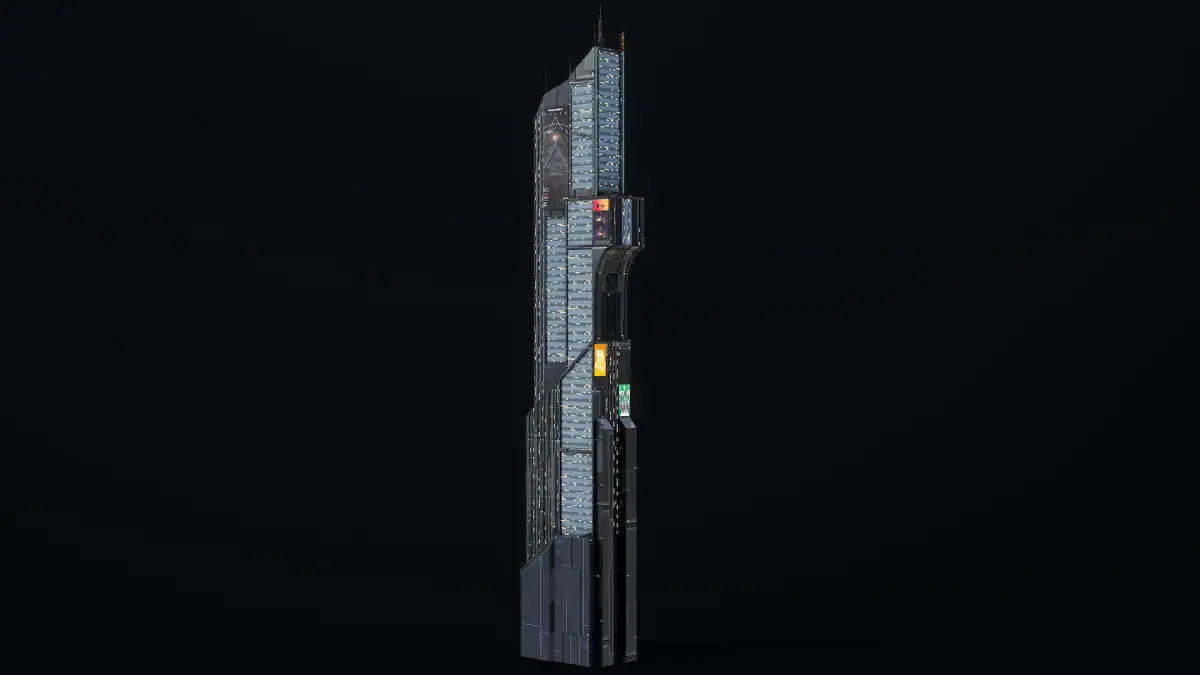 Sci-Fi Futuristic Skyscraper PBR 11 3D model