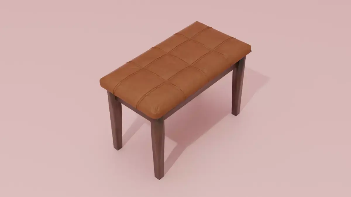 Brown Leather Piano Chair  Free 3D model