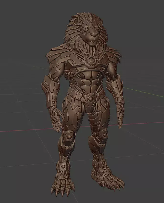 Cyber Lion Guardian Armored Futuristic Warrior 3D print model