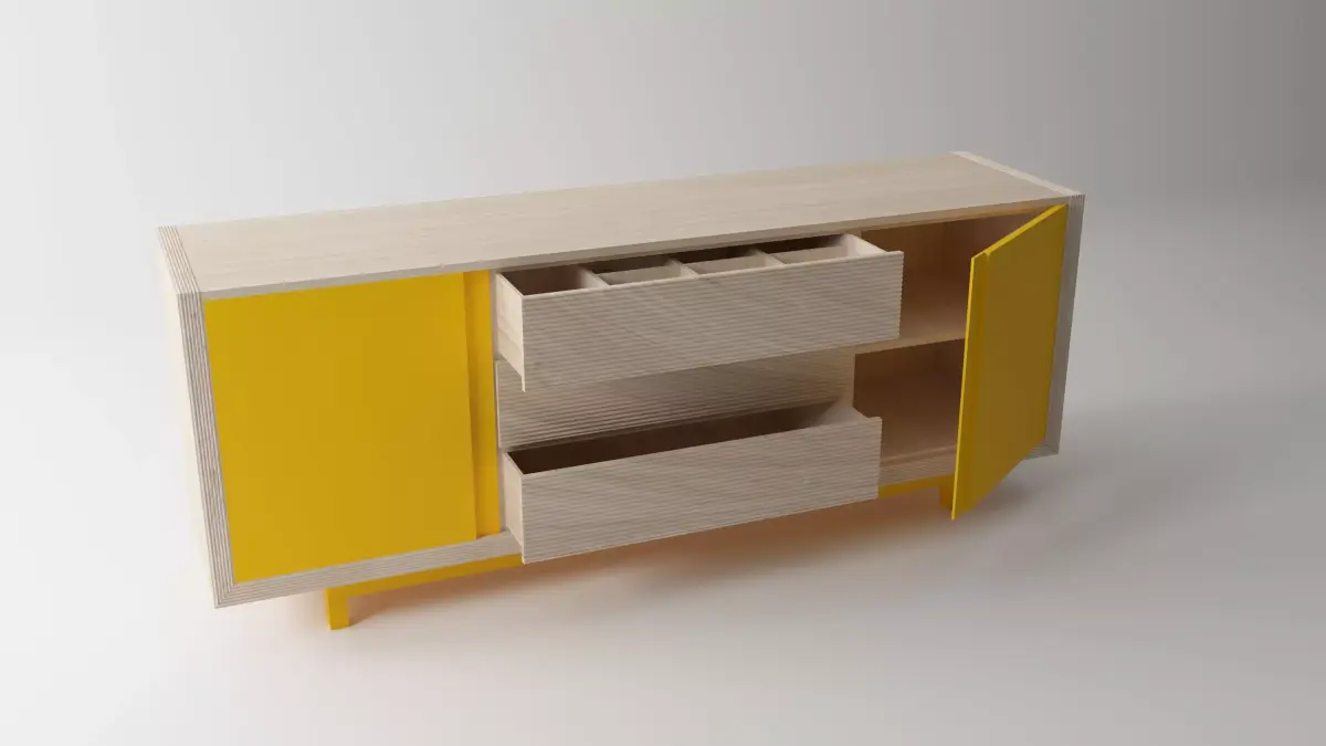 Yellow Desk Free 3D model