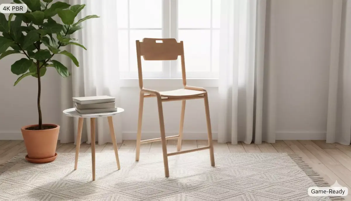 Modern Scandinavian Wood Chair - MorisonDesign 4K PBR Game-Ready Free low-poly 3D model