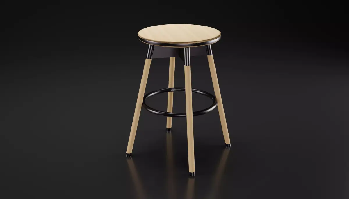 Chair wooden bar stool Free 3D model