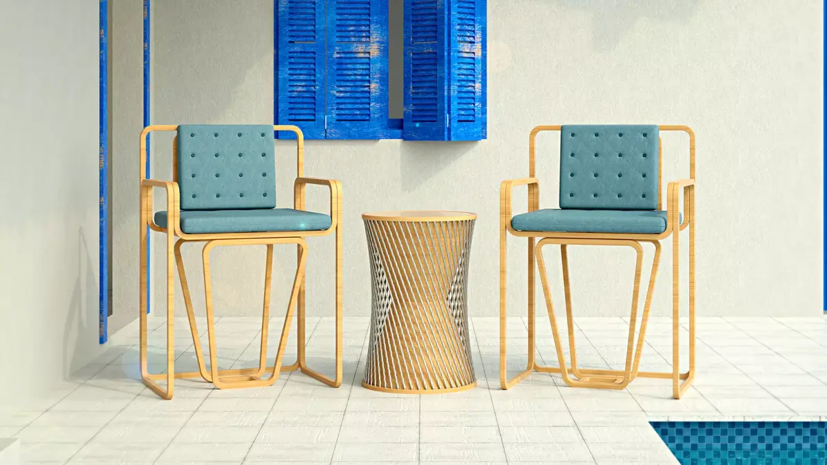 Set of garden chairs and tables 3D model
