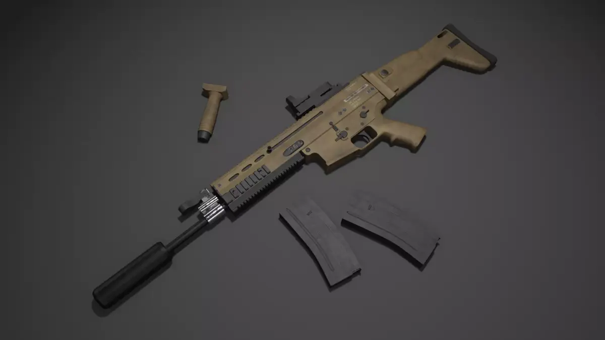 SCAR-H Assault Rifle Low-poly 3D model buy