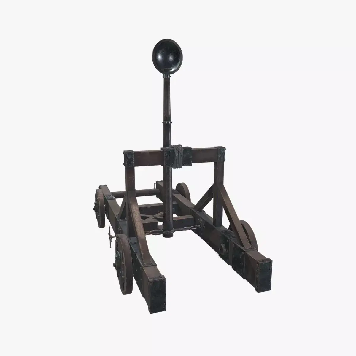 Medieval Catapult V02 Old Low-poly 3D model