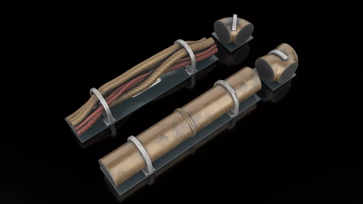Sci-fi Ceiling Thick Pipes And Wires PBR 3D model