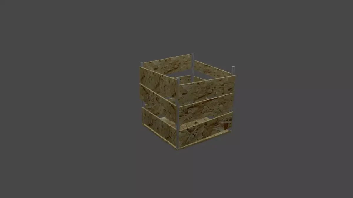 Wooden box for stones food tools Free low-poly 3D model