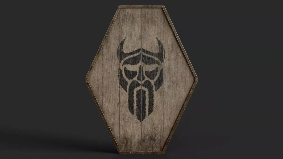 Slavic diamond-shaped shield painted God symbol Low-poly 3D model