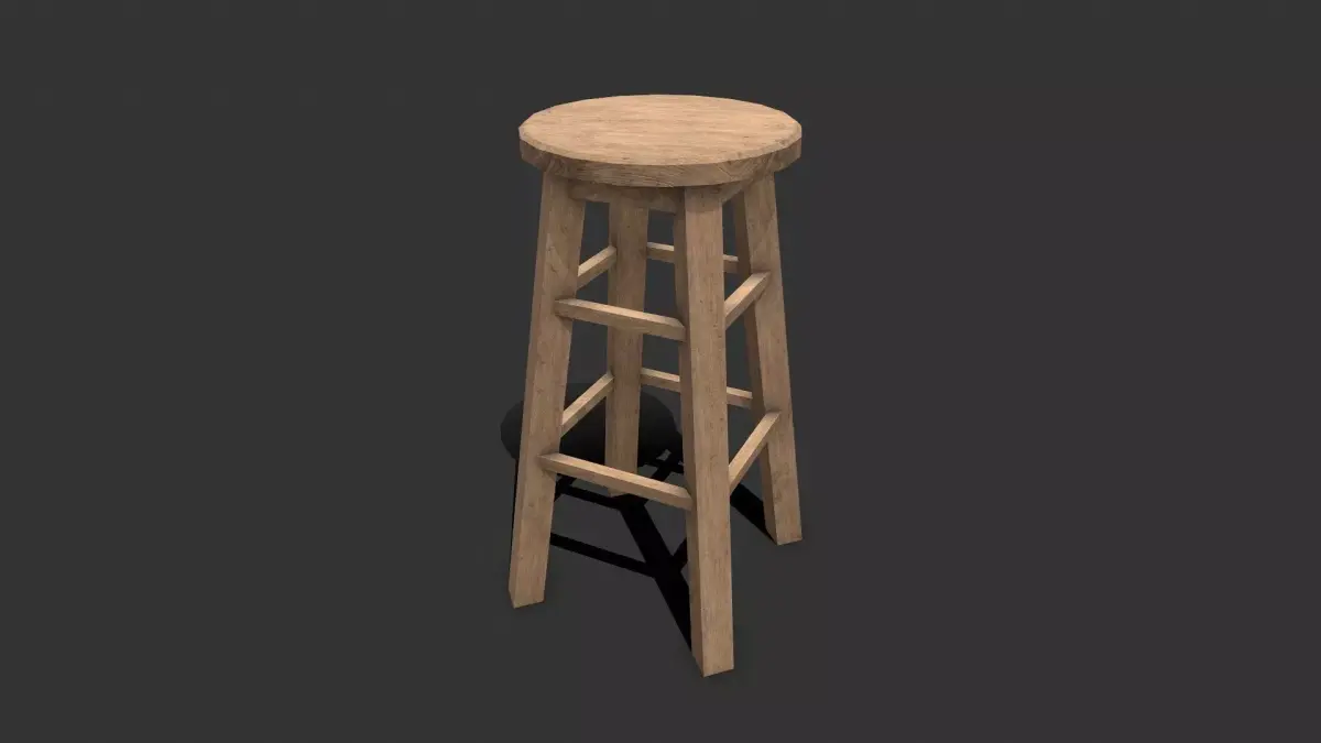 Wooden Stool Low-poly Free low-poly 3D model
